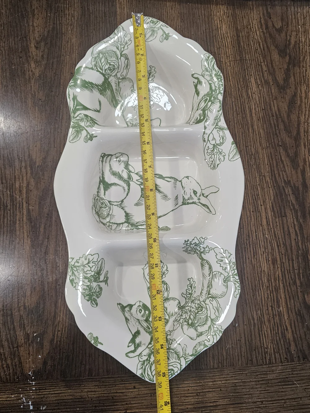 Bunny Toile By J. Wilfred Ceramic Divided Serving Plate